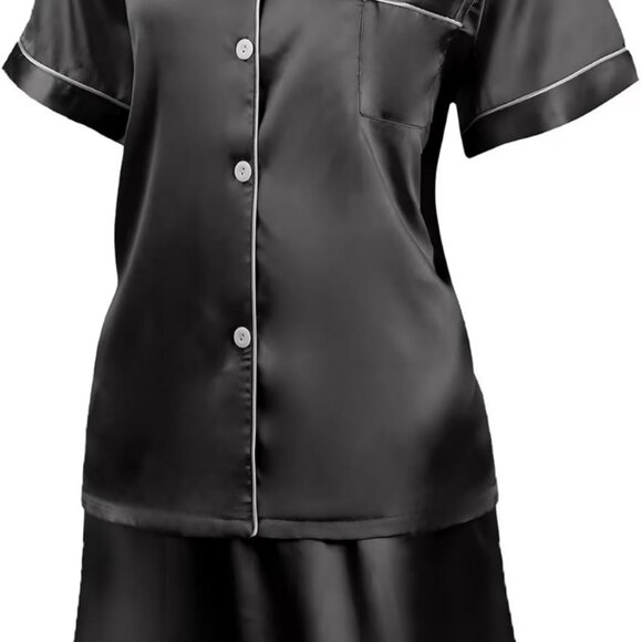 NWT Womens Loungewear Two Piece Sleepwear Button Down Pj Shorts Set - L - Picture 2 of 9